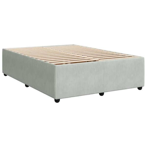 Ljusboxspring - MAISON EXCLUSIVE - Boxspring 140 x 200 - Ljusgrå sammet - Justerbar huvudgavel 78/88 cm - Mediumfast madrass Ljusgrått