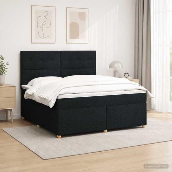 Lys boxspring - MAISON EXCLUSIVE - Maison Exclusive - 140 x 200 cm - Sort - Justerbar hovedgærde Svart