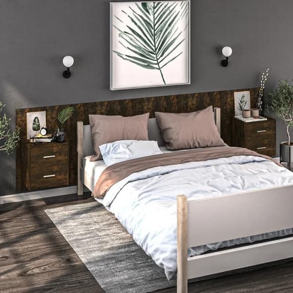 Maison Exclusive - Väggmonterade sängbord 2 st Rökt ek Rökt ek