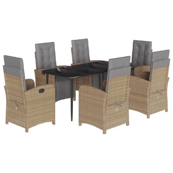 Maison Exclusive - Trädgårdsset med matbord och kuddar 7 delar beige polyrotting