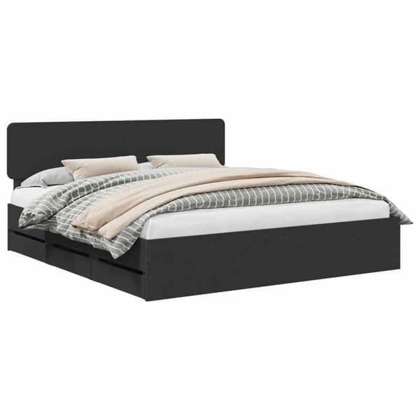 Maison Exclusive - Sängram med låda Svart 200 x 200 cm Ingenjörsträ