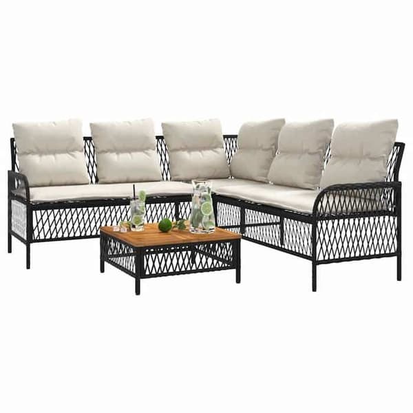 Maison Exclusive - Trädgårdsoffor 2 st med kuddar Svart Flätad resin