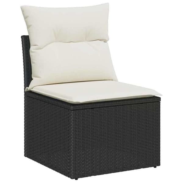 Maison Exclusive - 9 osan musta polyrottinkinen puutarhakalustesetti