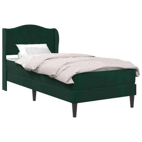 Maison Exclusive - Sängram med huvudgavel Mörkgrön 80 x 200 cm Sammet