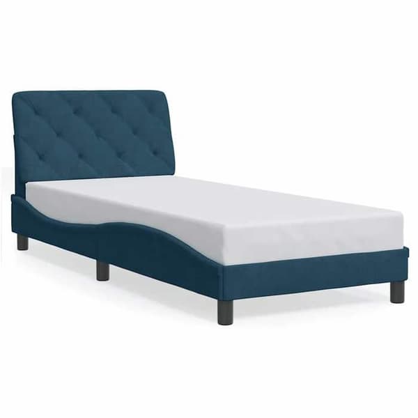 Maison Exclusive - Sängram med LED utan madrass blå 90x200 cm sammet