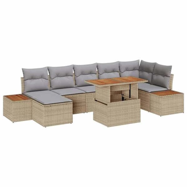 Maison Exclusive - 8 osan beige polyrottinkinen puutarhakalustesetti
