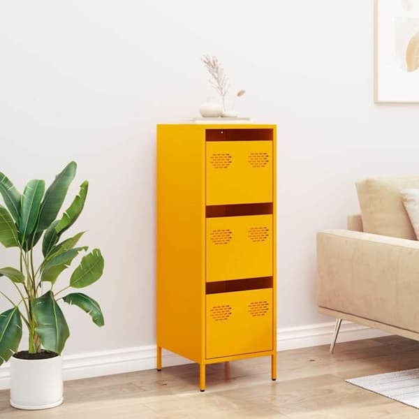 Maison Exclusive - Buffet høj gul sennep 39x35x103,5 cm stål