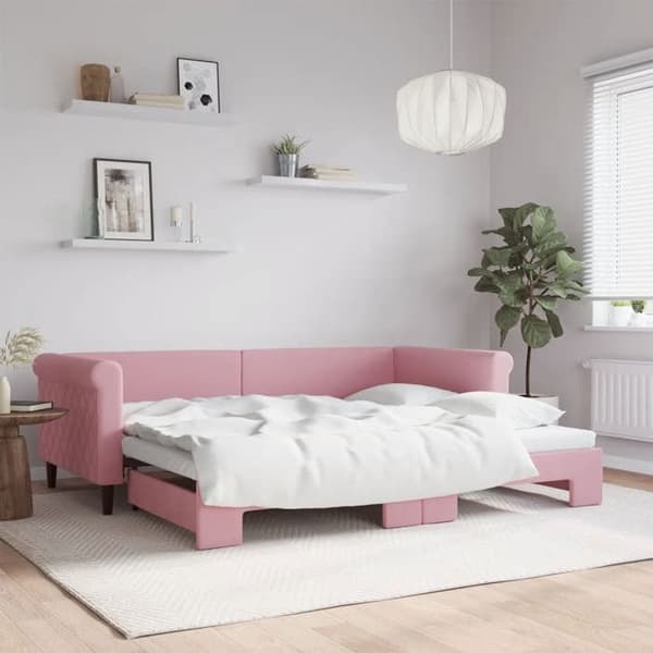 Maison Exclusive - Sovesofa med udtræk uden madras rosa 90x200 cm