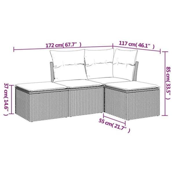 Maison Exclusive - Trädgårdsmöbler med kuddar 4 delar beige flätad resin