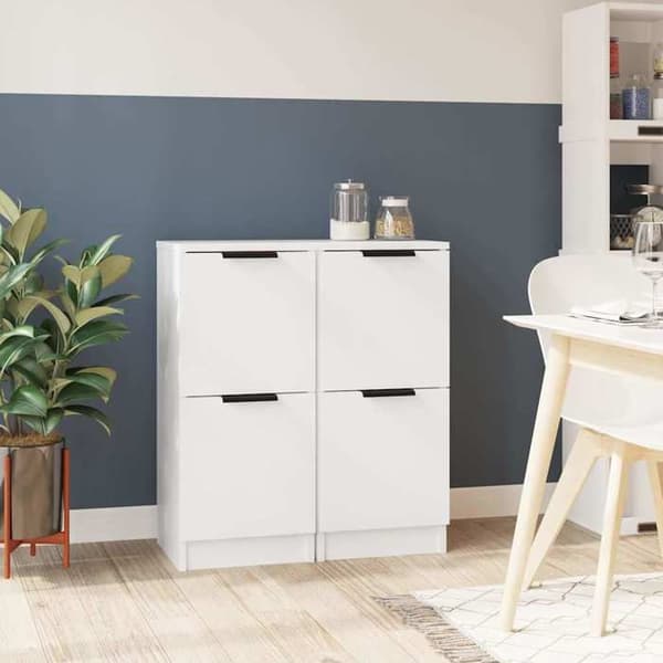 Maison Exclusive - Buffeter 2 stk hvid 30x30x70 cm ingeniørtræ