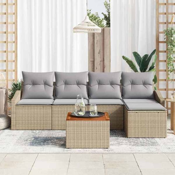 Trädgårdsmöbelset - EXKLUSIV HEM - 6 delar - Beige - Poly rattan - Modulär, UV-beständig beige