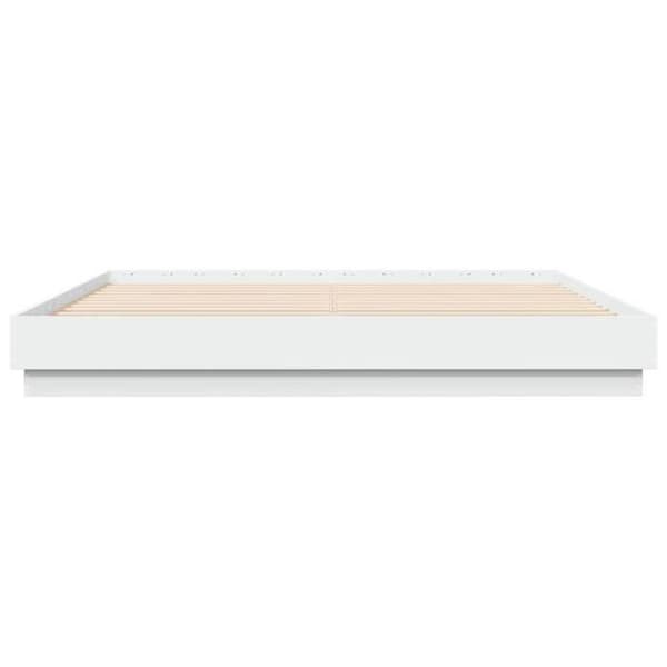 Sengestel - EKSKLUSIV HUS - 200x200 cm - RGB LED - Træ (spånplader) - Lamelseng Vit