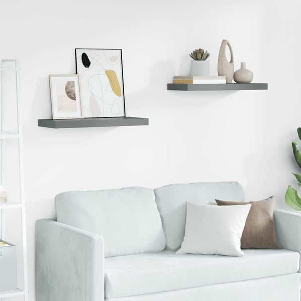 Maison Exclusive - Flydende væghylde 2 stk Grå glans 60x23,5x3,8 cm MDF