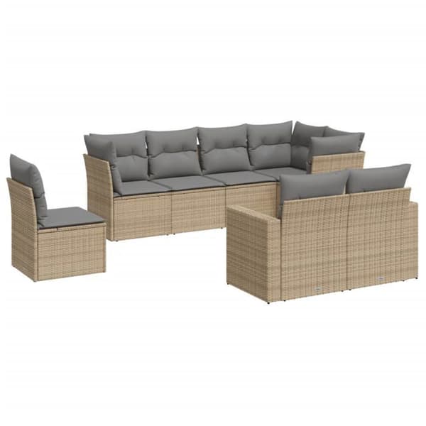 Maison Exclusive - Trädgårdsmöbler med kuddar 8 delar beige flätad resin