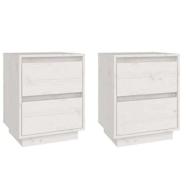 Maison Exclusive - Natborde 2 stk Hvid 40x35x50 cm Solid fyrretræ Vit