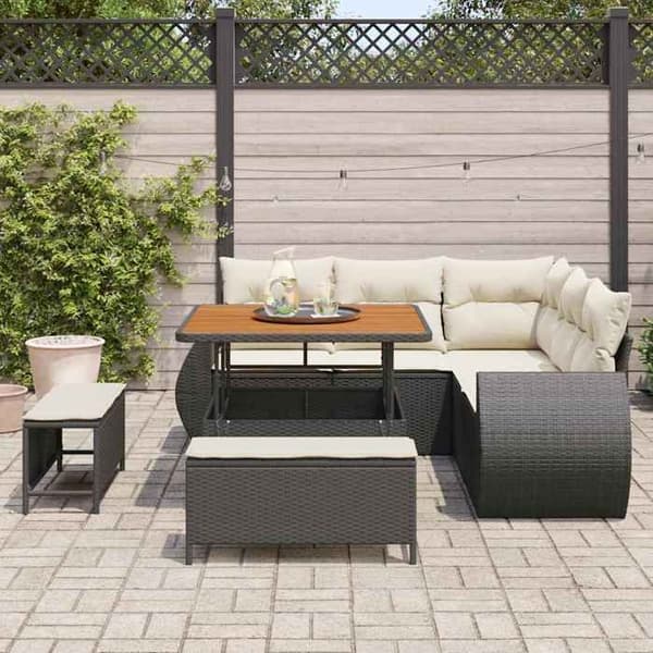 Lounge-soffor - MAISON EXCLUSIVE - 8-delars set - Poly rattan - Polyesterkuddar - Justerbart bord