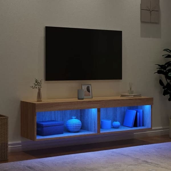 Maison Exclusive - TV-møbler med LED-lys 2 stk. egetræ sonoma 60x30x30 cm