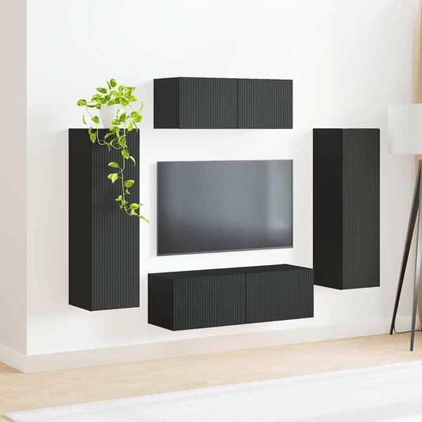 Maison Exclusive - TV-møbel sæt 3 stk 30 x 31 x 100 cm Sort Svart