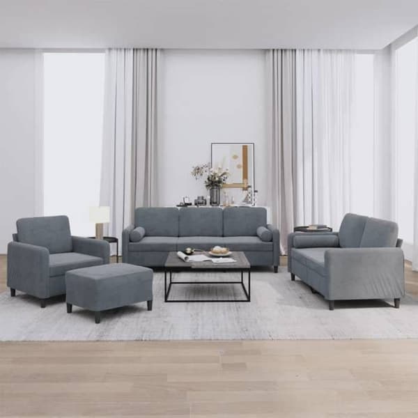 Maison Exclusive - Sæt af 4 sofaer med mørkegrå velourpuder