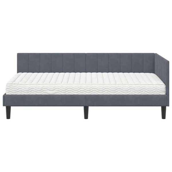 Maison Exclusive - Kulmasänky 2 osaa tummanharmaa 90 x 190 cm Grå (sammet)