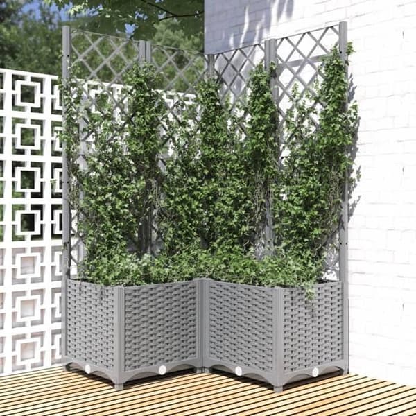 Maison Exclusive - Plantekasse med trellis Lys grå 80x80x136 cm PP ljusgrått