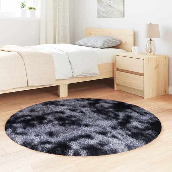 Matta - EXKLUSIVT HEM - NAVARRA - Luggig - Mörkgrå - 120 x 120 cm Mörkgrå