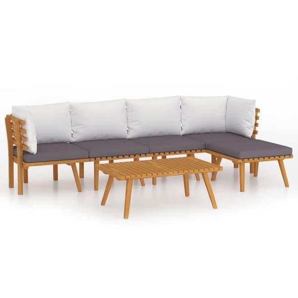 Maison Exclusive - Havegruppe 6 stk med puder i solid akacietræ