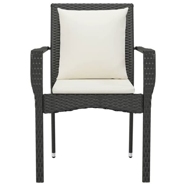 Maison Exclusive - Trädgårdsstolar set om 2 med kuddar, flätad resin, svart Svart