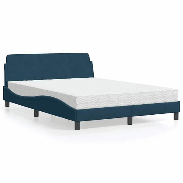 Maison Exclusive - Seng med Dover blå madras 140x200 cm velour Blå