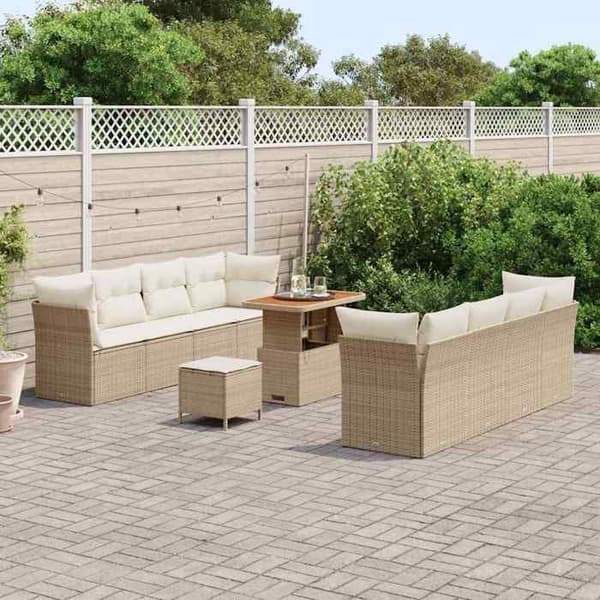 Maison Exclusive - 11 osan beige polyrottinkinen puutarhakalustesetti