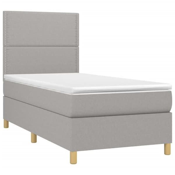 Maison Exclusive - Seng med lameller og madras samt LED Lys Grå 100x200 cm