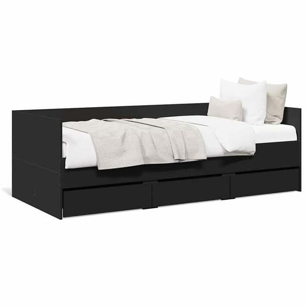 Maison Exclusive - Dagbed med skuffer uden madras sort 75x190 cm