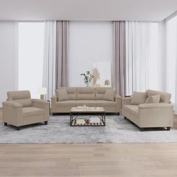 Maison Exclusive - Sæt af 3 sofaer med puder Taupe Mikrofiberstof