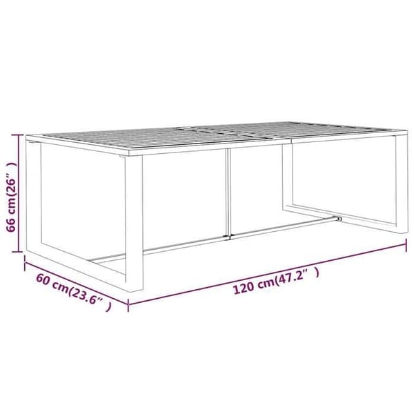Udendørs spisebord - EKSKLUSIV HUS - 120x60x66 cm - Aluminium - Antracit - Rektangulær antracit