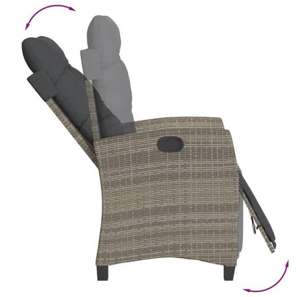 Maison Exclusive - 7-osainen harmaa rottinkinen puutarhakalustesarja ja tyynyt