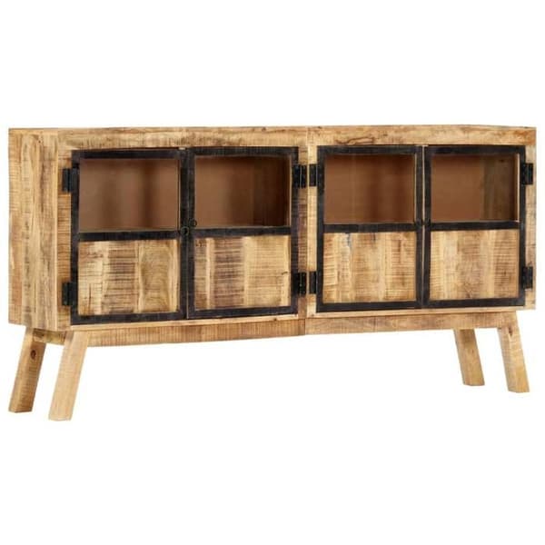 Maison Exclusive - Buffet Brun og sort 160x30x80 cm Solid rå mangotræ brunt och svart