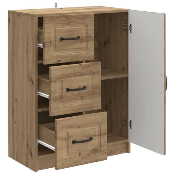 Maison Exclusive - Buffet i håndlavet egetræ 66 x 34,5 x 87 cm Ingeniørtræ
