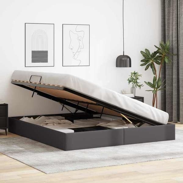 Maison Exclusive - Ottoman sängram Grå 160 x 200 cm Syntetläder