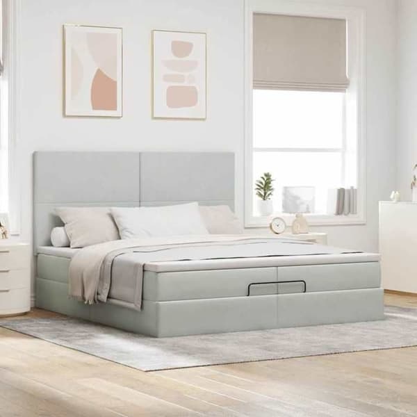 Maison Exclusive - Ottoman-seng med lys grå madras 200x200 cm velour ljusgrått