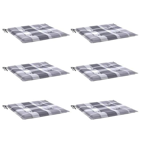 Maison Exclusive - Trädgårdsstolar kuddar set om 6 grå rutor 50x50x3 cm
