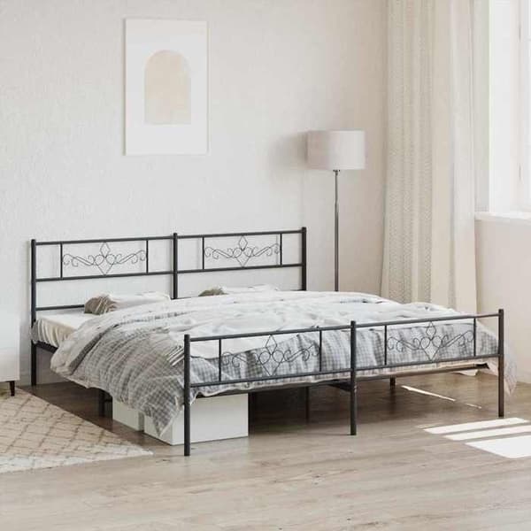 Sengestel - EKSKLUSIV HUS - 200x200 cm - Sort - Stål - Lamelseng Svart