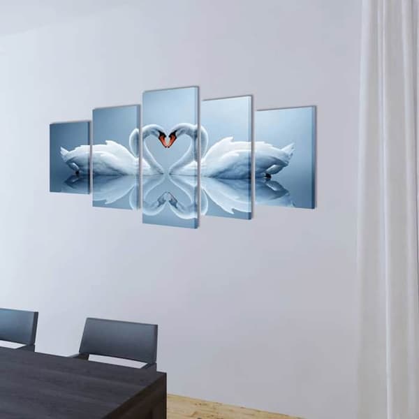 Maison Exclusive - Set med tryckta väggtavlor Svanar 200 x 100 cm