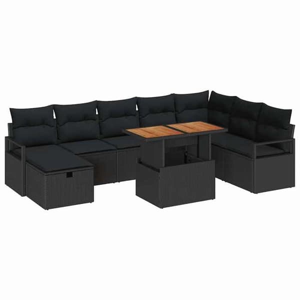 Maison Exclusive - 9 stk. have-sofa sæt i sort polyrotin