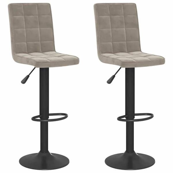 Maison Exclusive - Barstolar set om 2 ljusgrå sammet