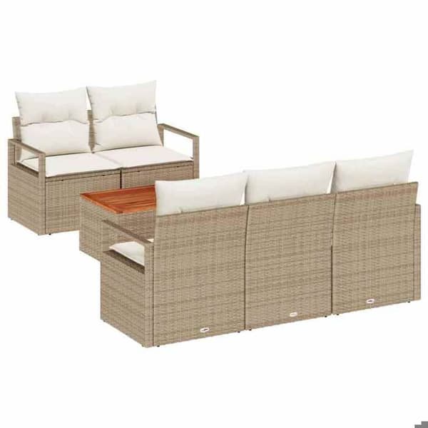 Maison Exclusive - 6 osan beige polyrottinkinen puutarhakalustesetti beige