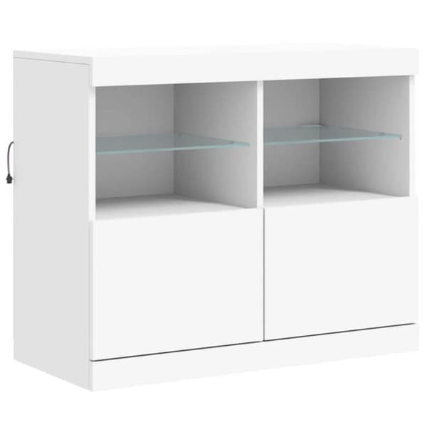 Maison Exclusive - Buffet LED-valoilla valkoinen 81x37x67 cm