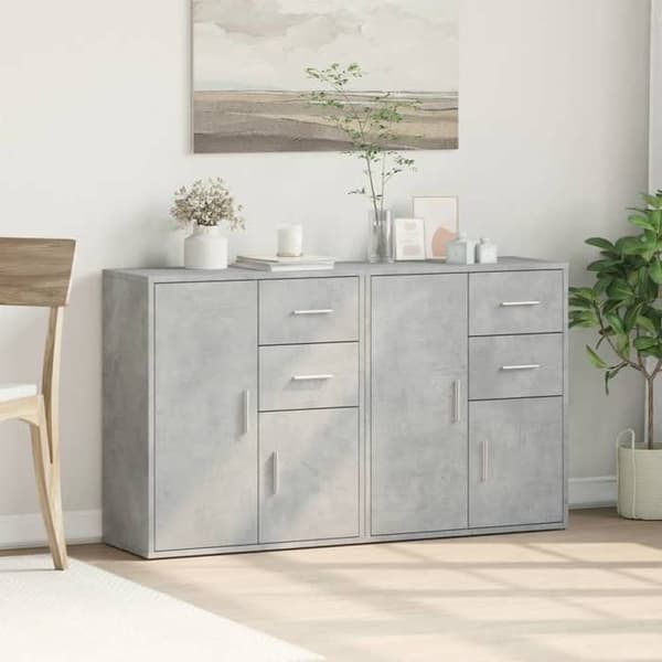 Maison Exclusive - Buffeter 2 stk grå beton 60x31x70 cm ingeniørtræ betong grå