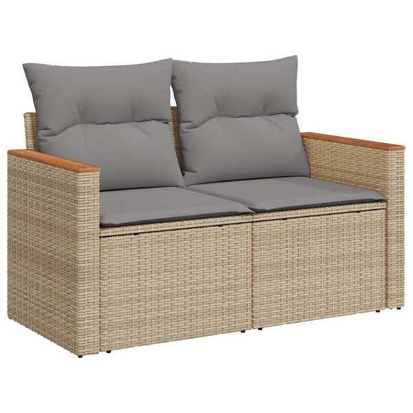 Maison Exclusive - Trädgårdsmöbler med kuddar 9 delar blandning beige flätad resin
