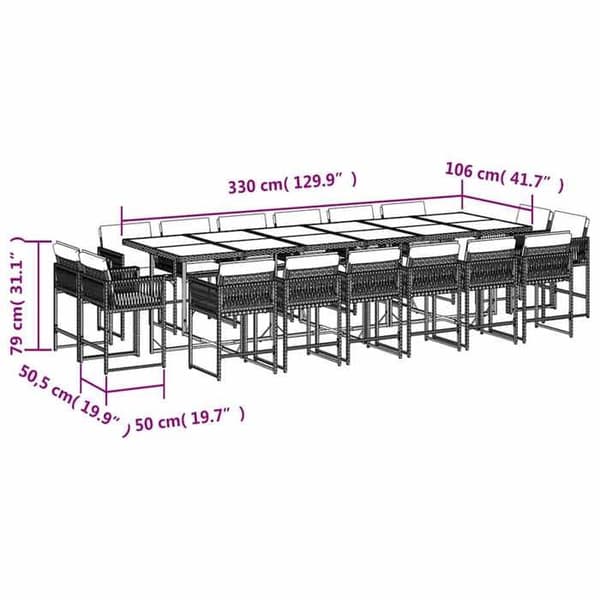 Maison Exclusive - Trädgårdsset 17 delar med kuddar i flätad resin