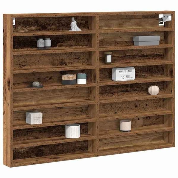 Maison Exclusive - Seinälle asennettava vitriini, vanha puu 100 x 8,5 x 75 cm